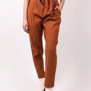 A.L.C. Davis Paperbag Waist Straight Leg Stretch Linen Pants *NWOT*